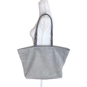 Rebecca Minkoff Chain-Trim Grey Suede Large Tote Bag